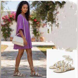 Free People sandals Mantra Mirror natural size 7.5 Boho coastal casual NWT